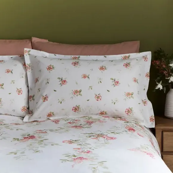 Oxford Pillowcase Floral Design - Pink, Polycotton image