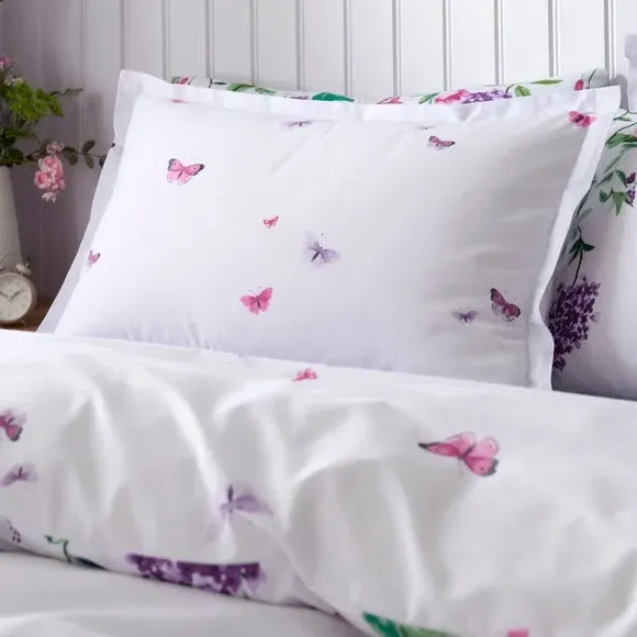 Oxford Pillowcase Floral Design - Purple, Polycotton image