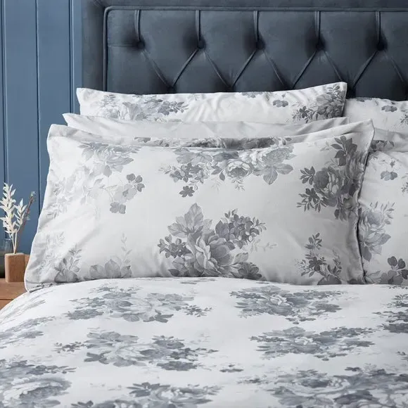 Oxford Pillowcase Floral Design - Silver image