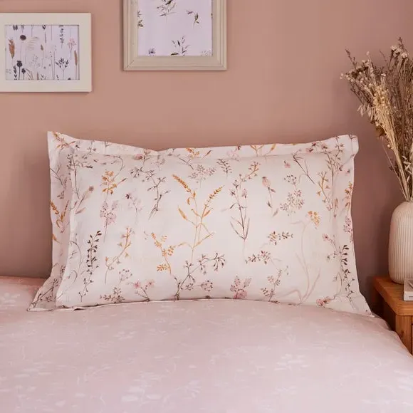 Oxford Pillowcase Floral Print - Blush, Cotton