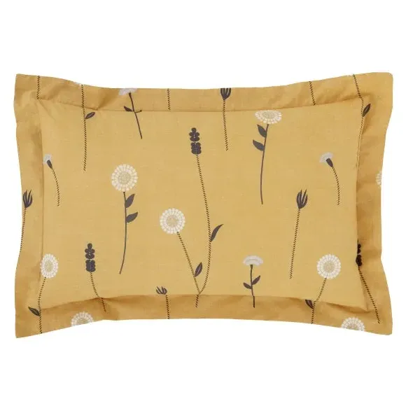 Oxford Pillowcase Floral Print - Grey, Polycotton image
