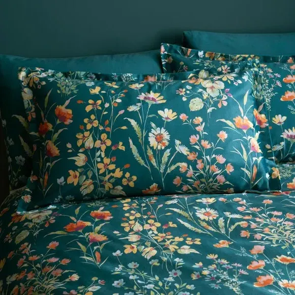 Oxford Pillowcase Floral Print - Peacock, Velour image