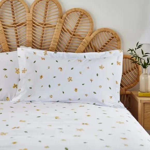 Oxford Pillowcase Floral Print - Yellow, Cotton image