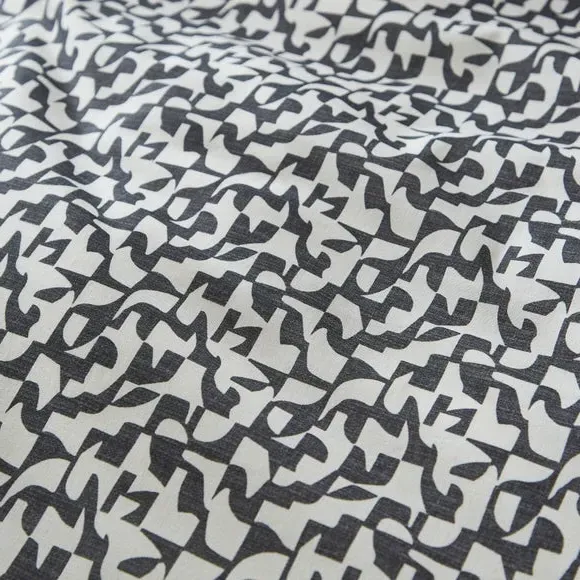 Oxford Pillowcase Geometric Design - Black, Cotton