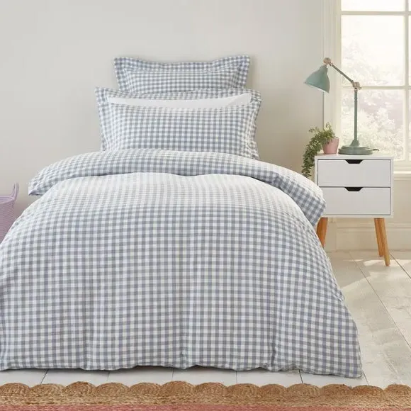 Oxford Pillowcase Gingham Print - Blue, Cotton