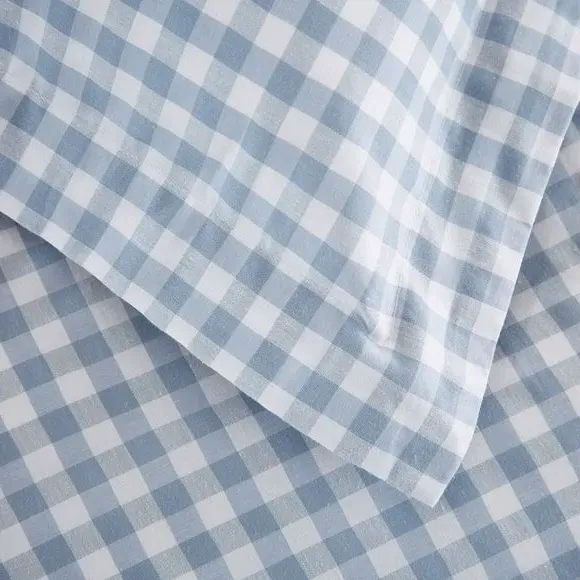 Oxford Pillowcase Gingham Print - Blue, Cotton