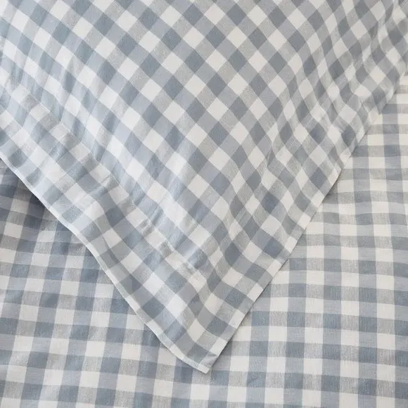Oxford Pillowcase Gingham Print - Blue, Cotton