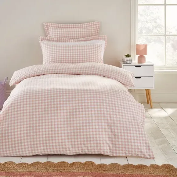 Oxford Pillowcase Gingham Print - Blush, Cotton