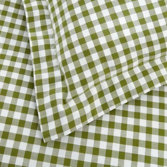Oxford Pillowcase Gingham Print - Green, Cotton