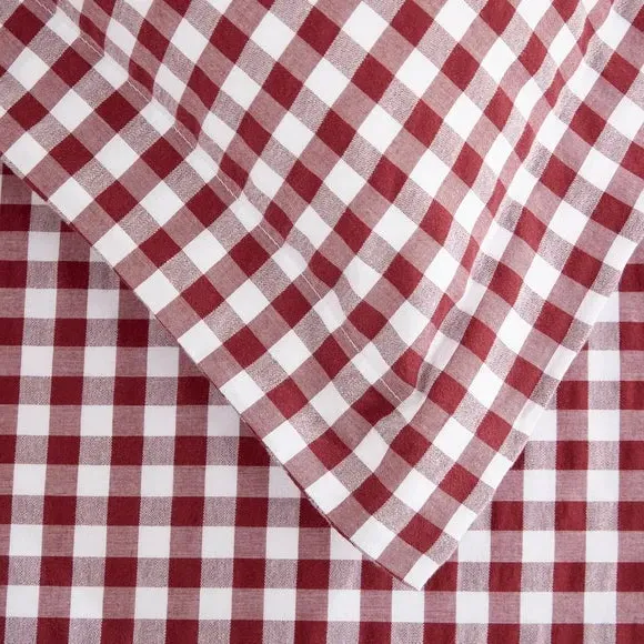Oxford Pillowcase Gingham Print - Mulberry, Cotton