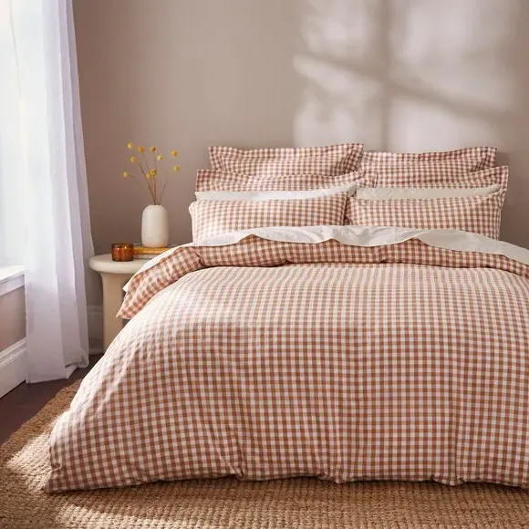 Oxford Pillowcase Gingham Print - Natural, Cotton