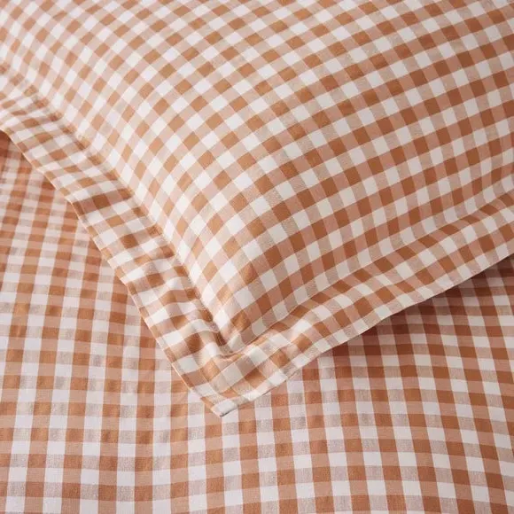 Oxford Pillowcase Gingham Print - Natural, Cotton