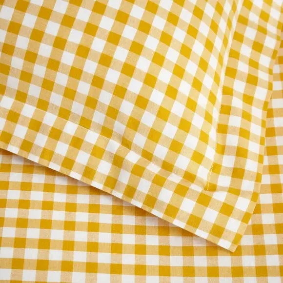 Oxford Pillowcase Gingham Print - Ochre, Cotton