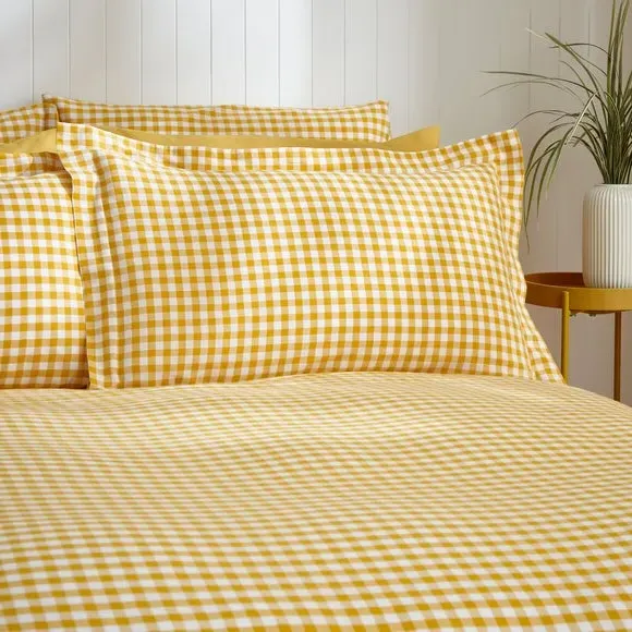 Oxford Pillowcase Gingham Print - Ochre, Cotton