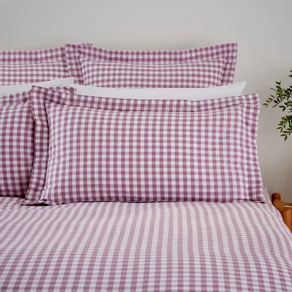 Oxford Pillowcase Gingham Print - Orchid, Cotton