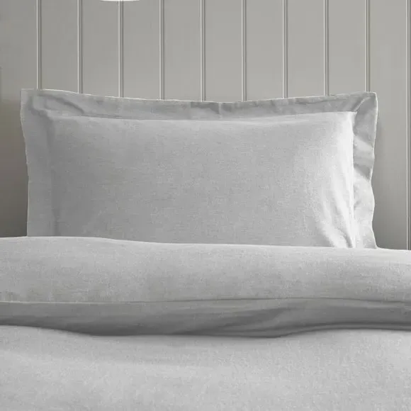 Oxford Pillowcase - Grey, Brushed Cotton