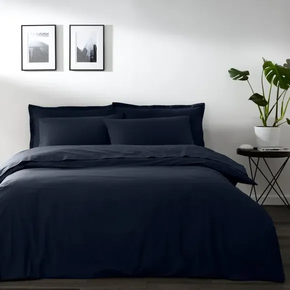 Oxford Pillowcase - Navy, Cotton