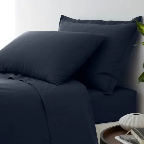Oxford Pillowcase - Navy, Cotton