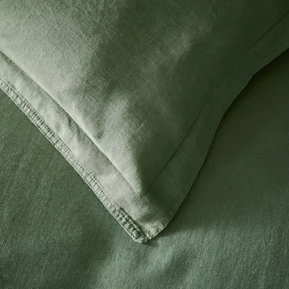 Oxford Pillowcase - Pine Green, Cotton Linen