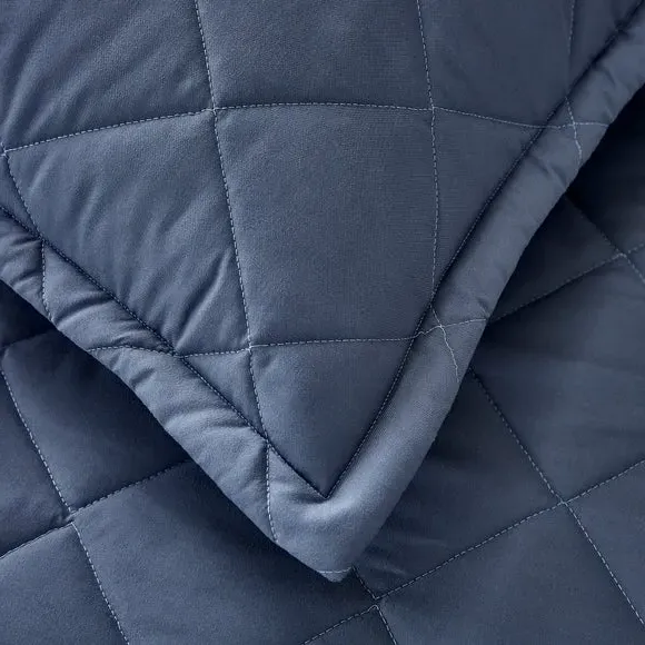 Oxford Pillowcase Quilted - Blue, Microfibre