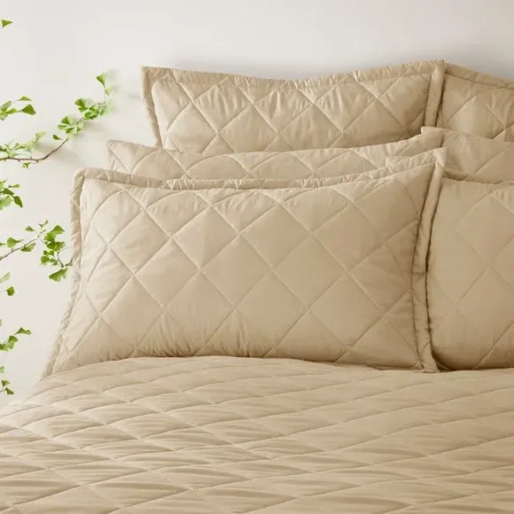 Oxford Pillowcase Quilted - Natural, Microfibre