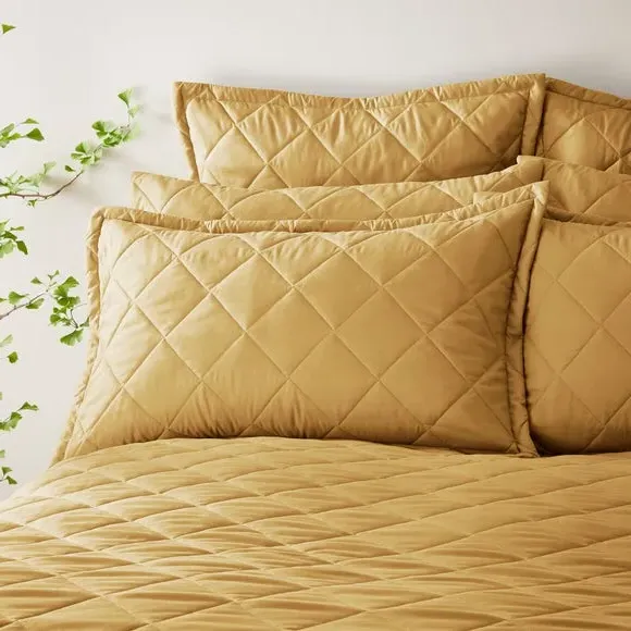 Oxford Pillowcase Quilted - Ochre, Microfibre