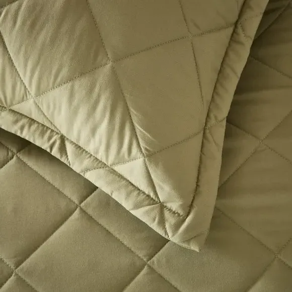 Oxford Pillowcase Quilted - Olive, Microfibre