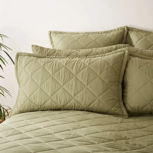 Oxford Pillowcase Quilted - Olive, Microfibre