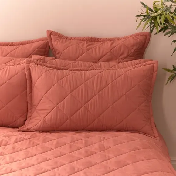 Oxford Pillowcase Quilted - Terracotta, Microfibre