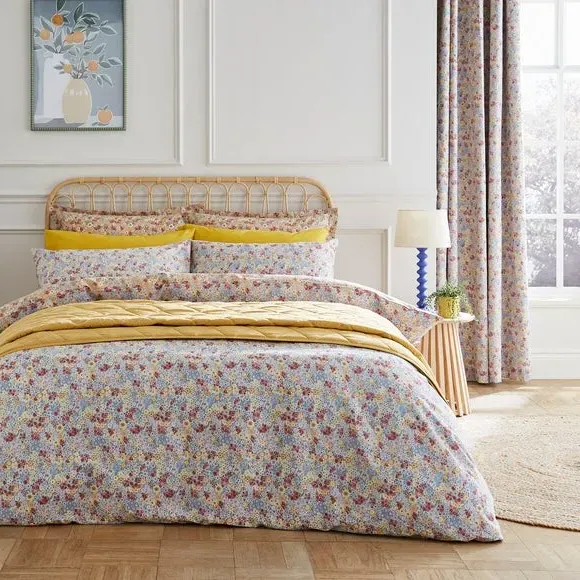 Oxford Pillowcase Retro Floral - Natural, Cotton