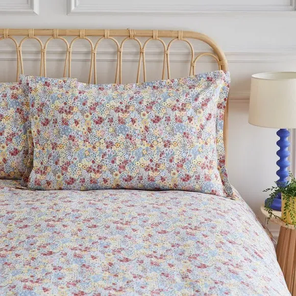 Oxford Pillowcase Retro Floral - Natural, Cotton