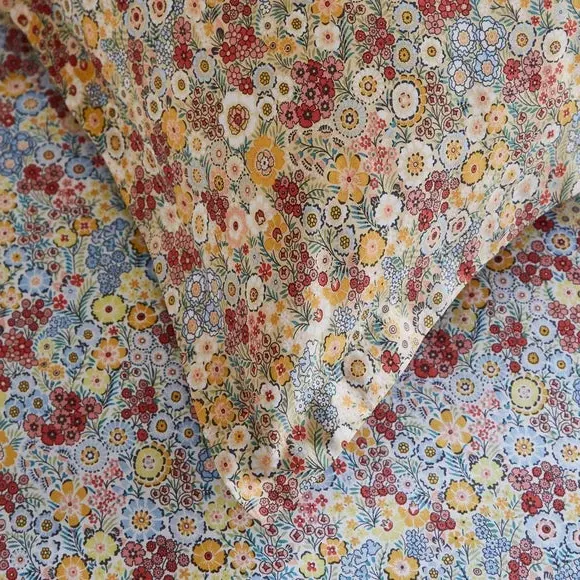 Oxford Pillowcase Retro Floral - Natural, Cotton