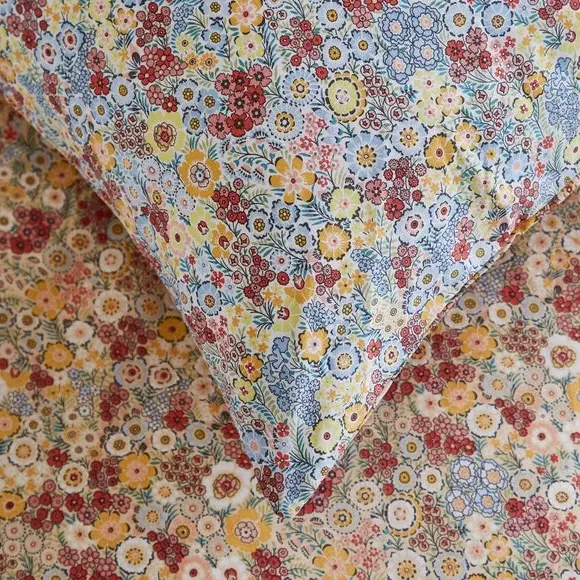Oxford Pillowcase Retro Floral - Natural, Cotton