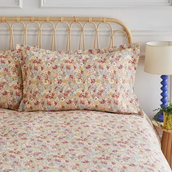 Oxford Pillowcase Retro Floral - Natural, Cotton image