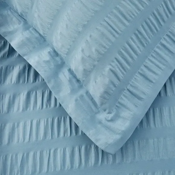 Oxford Pillowcase Seersucker - Blue, Cotton