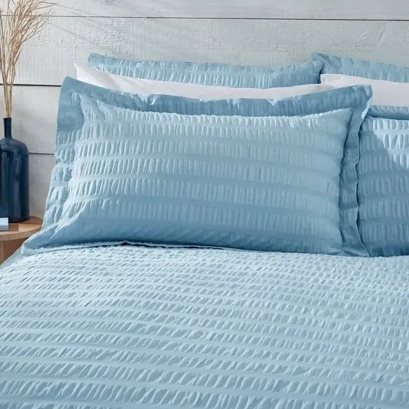 Oxford Pillowcase Seersucker - Blue, Cotton image