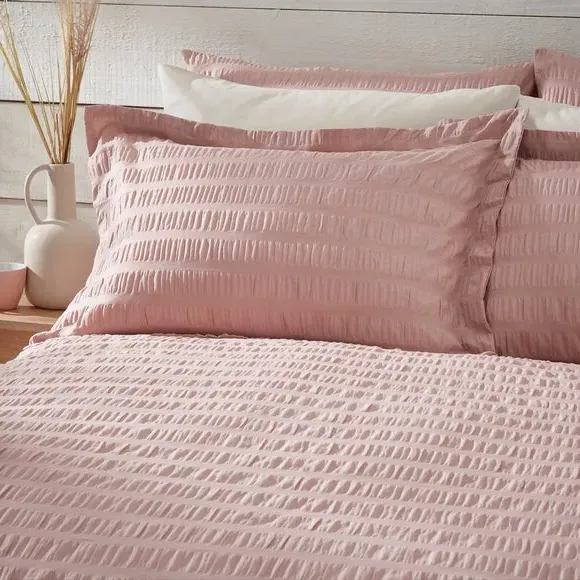 Oxford Pillowcase Seersucker - Blush, Cotton