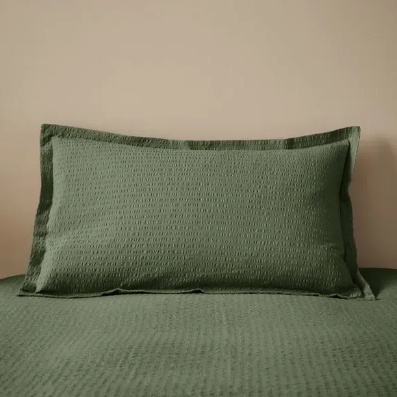 Oxford Pillowcase Seersucker - Green, Cotton image