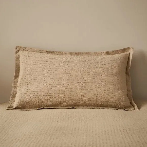 Oxford Pillowcase Seersucker - Natural, Cotton