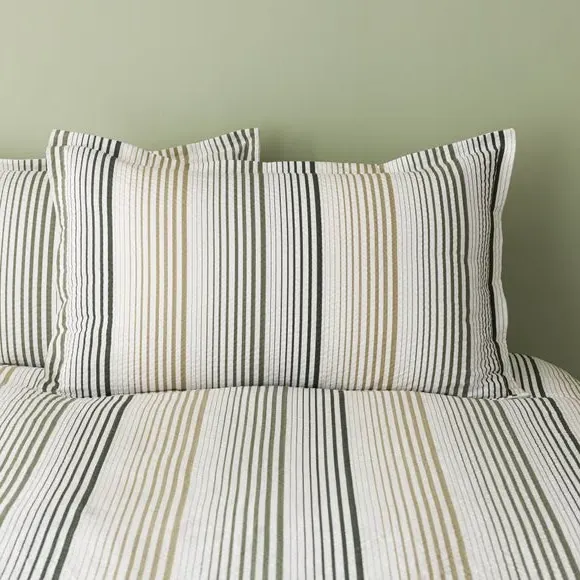 Oxford Pillowcase Seersucker Stripe - Green, Cotton image