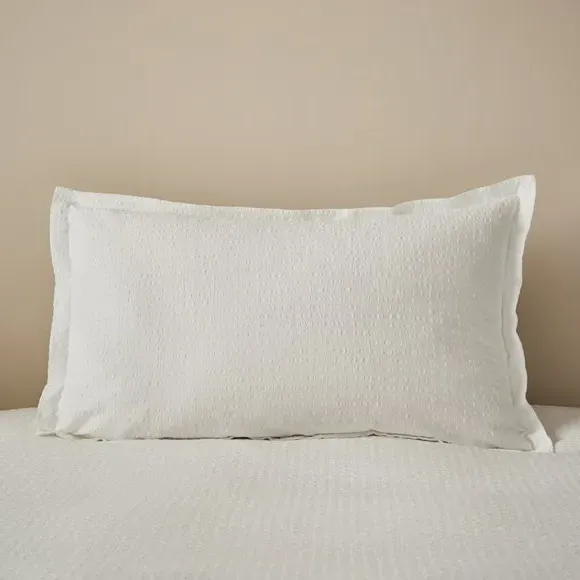 Oxford Pillowcase Seersucker - White, Cotton