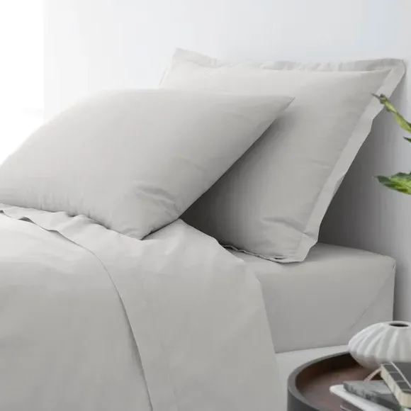 Oxford Pillowcase - Silver, Cotton