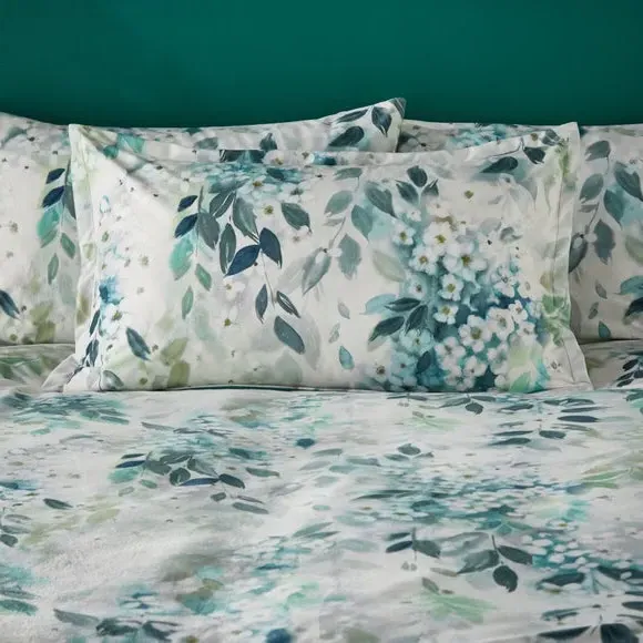 Oxford Pillowcase Trailing Leaf - Teal, Velvet