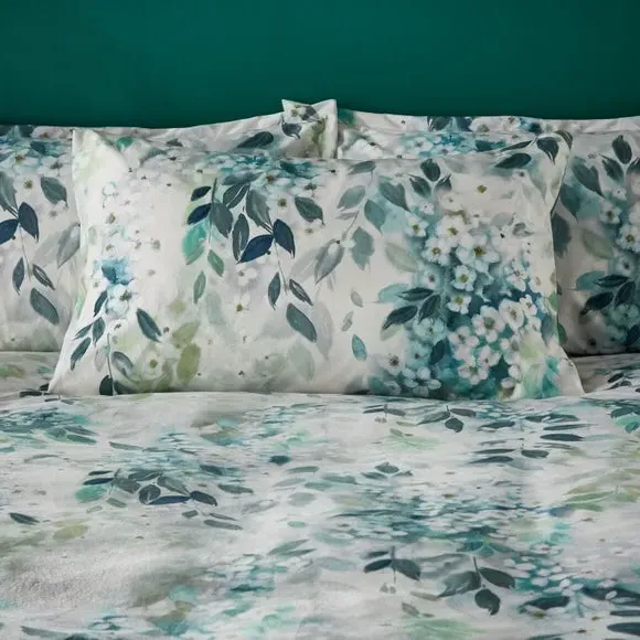 Oxford Pillowcase Trailing Leaf - Teal, Velvet image