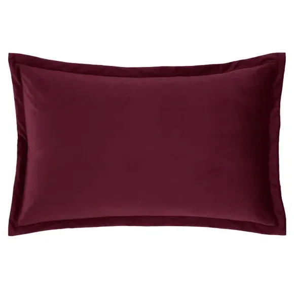 Oxford Pillowcase Velour Feel - Cranberry, Polyester