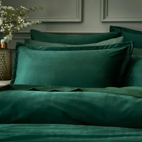 Oxford Pillowcase Velour Feel - Green, Polyester