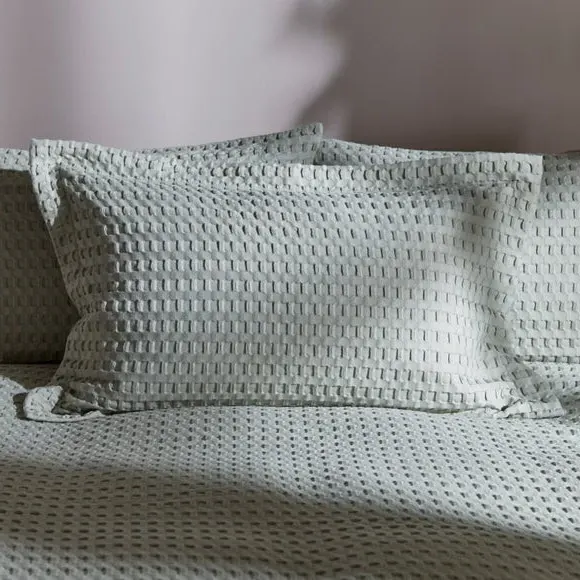 Oxford Pillowcase Waffle Texture - Sage