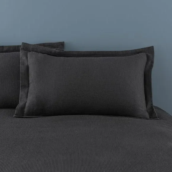 Oxford Pillowcase Waffle Weave - Black, Cotton image
