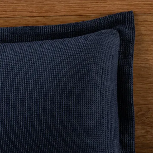Oxford Pillowcase Waffle Weave - Navy, Cotton