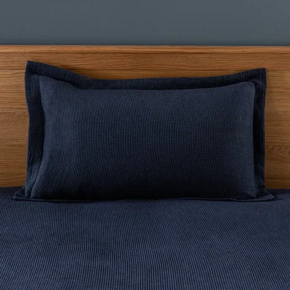 Oxford Pillowcase Waffle Weave - Navy, Cotton